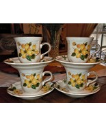 8 Piece Vintage Mikasa Heritage GOLDWOOD Tea/Coffee Cup &amp; Saucer Set - £42.82 GBP