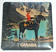 Canadian Mounted Police Refrigerator Magnet Black Horse Lake Snow Tree Rubber - £11.79 GBP