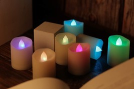 12 Pack LED Flameless Votive Candles, Colorful Remote Control Flickering Light - £18.19 GBP