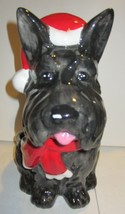   Black Scottie Dog with Santa Hat Ceramic Cookie Jar - £42.76 GBP