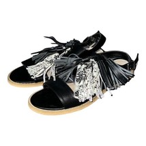 Saks Fifth Avenue Womens Maria Black Nappa Tassel Open Toe Sandals Size 7.5 - $39.59