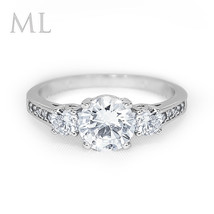 2.5 CT Easy To Wear Wedding Engagement RING Round Cut 3-Stone White Gold Plated - £33.49 GBP