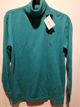 NWT Vintage Polo Ralph Lauren Solid Jade Green  L/S Cotton Turtleneck Shirt Sz M - £42.82 GBP