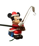 Vintage Disney Fishing Santa Mickey Mouse Christmas Ornament Holiday - £33.61 GBP