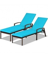 2 Pieces Patio Rattan Adjustable Back Lounge Chair with Armrest and Remo... - $5,680.33 MXN