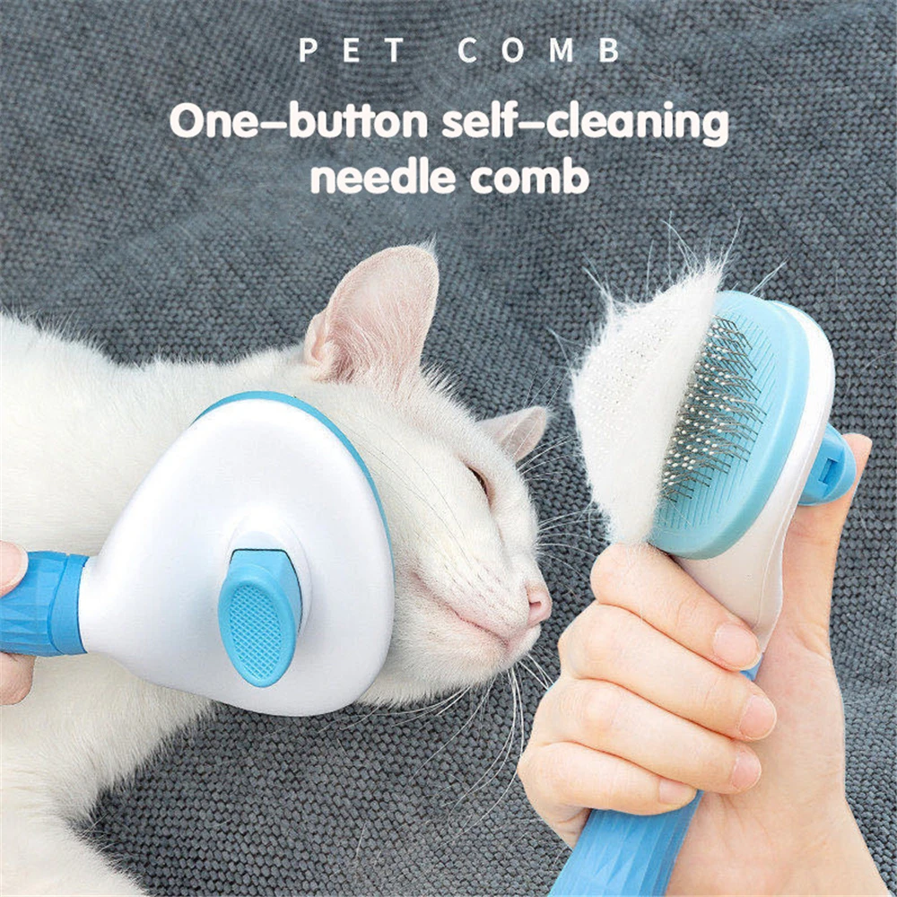 House Home Pet Dog Cat Hair Brush Self Cleaning Slicker Brushes for Dogs Cats Pe - £19.75 GBP