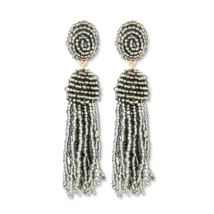 SUGAR FIX &quot;Polished Beaded Tassel Earrings&quot; (GRAY) ~ NEW!!! - $141.71 MXN