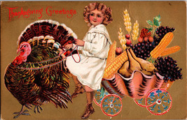 Thanksgiving Greetings Vintage Postcard postmarked 1912 Embossed - £4.85 GBP