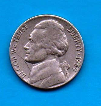 1959-D  Circulated Jefferson Nickel - Moderate Wear -About VF - $0.05