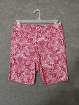 Talbots Bermuda Shorts Womens 6 Pink Red Floral Paisley Cotton Stretch - £23.36 GBP