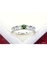 Natural Green Tourmaline Engagement Ring, 14k gold/sterling Silver weddi... - £26.93 GBP