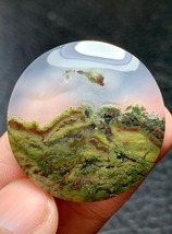 Scenic Moss Agate Round Cabochon 30x30x5.5mm - £53.46 GBP