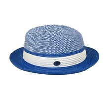 Men's Bently Semi Crushable Fedora Briad Straw Hat Dante DA222 Royal White image 4