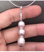 Diamond South Sea Pearl Necklace 14k Gold 12 mm Italy Certified $3,490 8... - $22,114.13 MXN