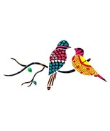Love Birds 1 / Colourful Birds /Fabric Collage / Wall Art / Original Art - $100.00