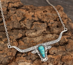 Steerhead Necklace Silver and Turquoise - $14.99