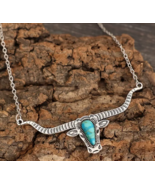 Steerhead Necklace Silver and Turquoise - $273.78 MXN