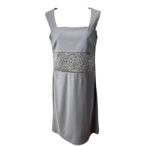 R&amp;m Richards Womens Sheath Dress Gray Stretch Sleeveless Sequin Petites 4P New - £48.59 GBP