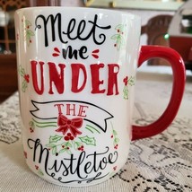 Meet Me Under The Mistletoe Coffee Mug Cup Red Holidays Christmas Gift 23 oz XL - £10.96 GBP