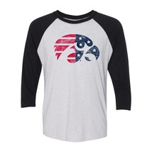 AR1374 - Iowa Hawkeyes Distressed Patriotic Tigerhawk 3/4-Sleeve Raglan - Small  - £28.76 GBP