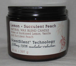 Kirkland's Natural Wax Blend 14 Oz Jar 3-Wick Candle Lemon + Succulent Peach - $32.26