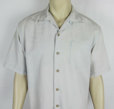 Tommy Bahama 100% Silk Hawaiian shirt short sleeve Pale Blue Floral Mens L - $18.76