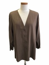 Eileen Fisher Sweater Minimalist Cardigan Taupe Lagenlook Silk M/L B10 1... - £21.78 GBP
