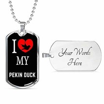 Bird Owner Gift Pekin Duck Necklace Stainless Steel Or 18k Gold Dog Tag 24&quot; Chai - £38.95 GBP