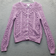 Sundance Cardigan Sweater Women&#39;s XS Purple Cable Knit Long Sleeve Butto... - £25.71 GBP