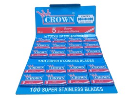 Crown Super Stainless Double Edge Safety Razor Blades, 100 blades (5x20) - £7.92 GBP