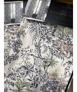 (4) Envogue Toile Jungle Asian Tiger Bird Back Tab Window Curtain 84” New~ - $110.00