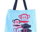 Paul Frank Monkey Core I Heart Sky Blue Cotton Canvas Shopping Bag Tote NWT - $17.45