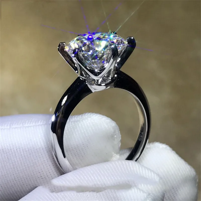 2018 Solitaire ring 100% Soild Silver color Jewelry 1.5ct Sona AAAAA Zircon Cz E - £30.44 GBP