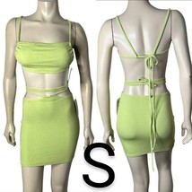 Lime Ribbed High Rise Skirt Set~Size S - £27.82 GBP
