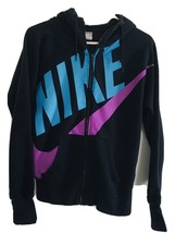 Vtg Nike Sportswear Size M Big Swoosh Spellout Full Zip Hoodie Gray Tag Unisex - £41.76 GBP