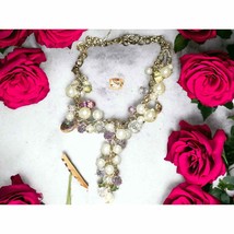 Beautiful bejeweled Pearl rhinestone necklace - $48.51