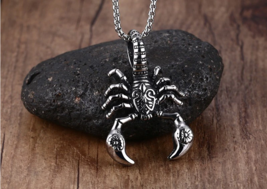 Men&#39;s 316L Stainless Steel Tribal Venomous King Scorpion Pendant Necklace - £17.37 GBP