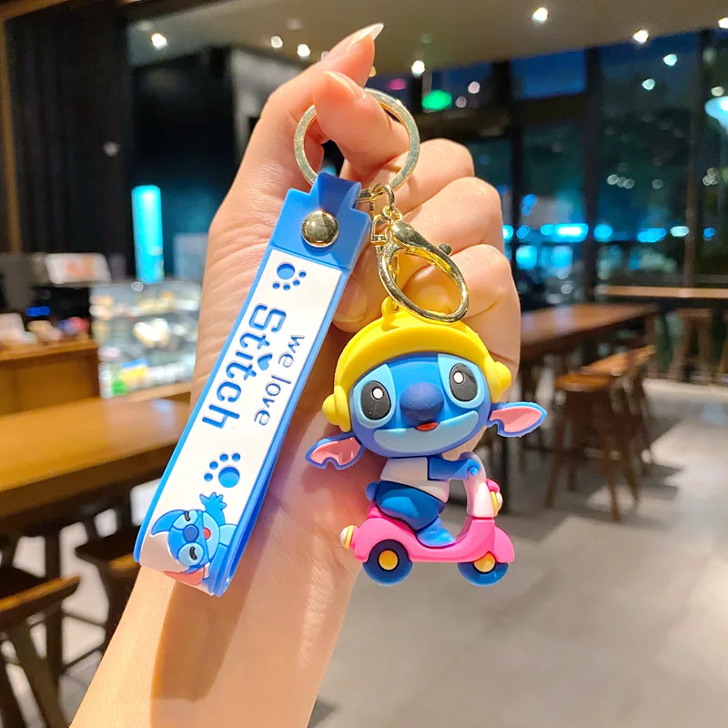 New Stitch Angel Figures Keychain Couple Pvc Doll Charm Keyring Cartoon ... - $2.02