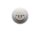 Porcelain Toggle Switch 2 Gang Two-Way Flush White Diameter 3.9&quot; OLDE WO... - £43.53 GBP