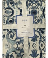 &quot;FESTIVE LIGHTS&quot; 1pc 60&quot; x 104&quot; HANUKKAH TABLECLOTH NAVY BLUE/SILVER ETC... - $827.58 MXN