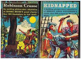 2 VINTAGE Children&#39;s PIXIE Books First Ed. 1953 - Robinson Crusoe - Kidnapped [H - £26.75 GBP
