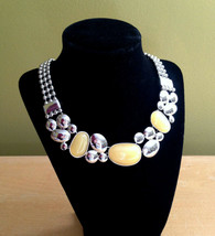 NIB Lia Sophia Gorgeous Chunky Yellow Cloud Burst Silver 16-19&quot; Necklace... - £21.50 GBP