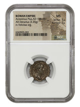 Ancient Roman: Antoninus Pius (AD 138-161) AR Denarius NGC MS - £1,261.92 GBP