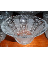 Bohemia Crystal Cut funnel bowl &amp; 6 individual fruit bowls BARDEJOV Czec... - £260.34 GBP
