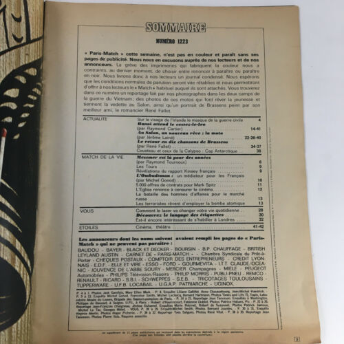 Paris Match Magazine October 1972 Singer-Songwriter Georges Brassens No Label Item image 3