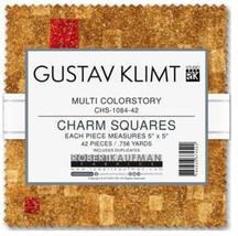 5&quot; Charm Pack Gustav Klimt Multi Colorstory Gold Metallic Fabric Precuts M516.43 - £11.78 GBP
