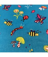 Ladybug Butterfly Bee Fabric Material Whimsy Mushroom Flowers Caterpilla... - £11.05 GBP