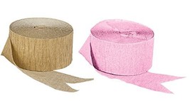 Pink and Dark Metallic Gold Crepe Paper Streamers; Made in USA - £7.11 GBP