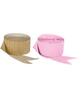 Pink and Dark Metallic Gold Crepe Paper Streamers; Made in USA - £7.00 GBP