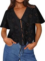 Womens Summer Tops Cute Boho Blouses Beach Vacation Spring Outfits 2026 Tie - $41.98